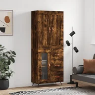 Witryny - vidaXL Witrynka przydymiony dąb 69,5x34x180 cm materiał drewnopochodny - miniaturka - grafika 1