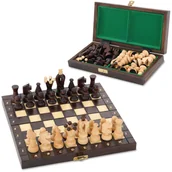 Gry planszowe - Szachy Drewniane Szachownica Ekskluzywna 25 cm - Zestaw Szachowy Chess Board Składana Plansza z Figurami Szachowymi dla Dzieci i Dorosłych - miniaturka - grafika 1