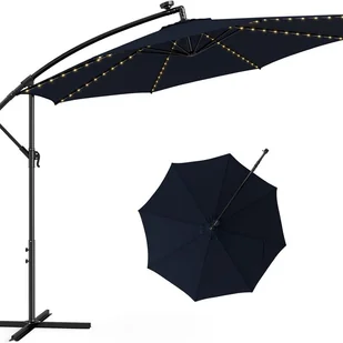 Parasol z Wysięgnikiem, Odchylany, D.3 m, Parasol z Wysięgnikiem i 112 Diodami LED, Korba, Podstawa Krzyżowa, Niebieski - Parasole ogrodowe Parasol z Wysięgnikiem, Odchylany, D.3 m, Parasol z Wysięgnikiem i 112 Diodami LED, Korba, Podstawa Krzyżowa, Niebieski - Parasole ogrodowe - miniaturka - grafika 1