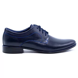 Buty męskie skórzane wizytowe 108 granatowe - Buty Olivier - Półbuty męskie - miniaturka - grafika 1