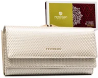 Portfele - Duży portfel na karty z lakierowanej skóry naturalnej ochrona RFID Peterson, beżowy - miniaturka - grafika 1