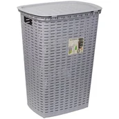 Kosze na bieliznę - Kosz na pranie plastikowy szary 54 l - miniaturka - grafika 1