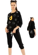 Piżamy damskie - Piżama Damska bawełna w emotki rączki S Vienetta - miniaturka - grafika 1