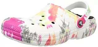 Kapcie damskie - Crocs Męskie i damskie klasyczne chodaki z liną | ciepłe i zabawne kapcie uniseks Classic Tie Dye Lined Clog | ciepłe i zabawne klapki uniseks, Blotched Tie Dye, 37/38 EU - grafika 1