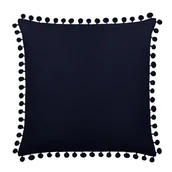 Poszewki na poduszki - Spod Igły i Nitki, Granatowa Poszewka Dekoracyjna Z Pomponami  FLUFFY, 45x45 cm - miniaturka - grafika 1