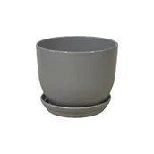 Donice - Doniczka Classic z podstawką 25 cm ceramiczna szara - miniaturka - grafika 1
