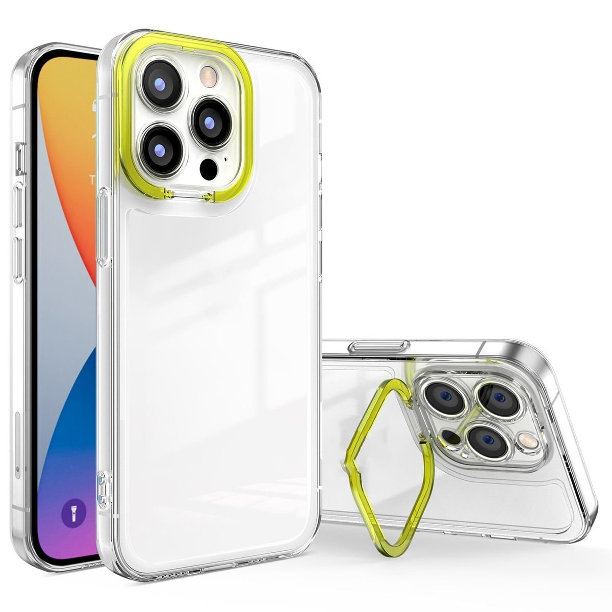 König Design Etui kompatybilne z Apple iPhone 14 Pro Max Plastikowe, miękkie etui na telefon komórkowy - Żółte etui na telefon komórkowy