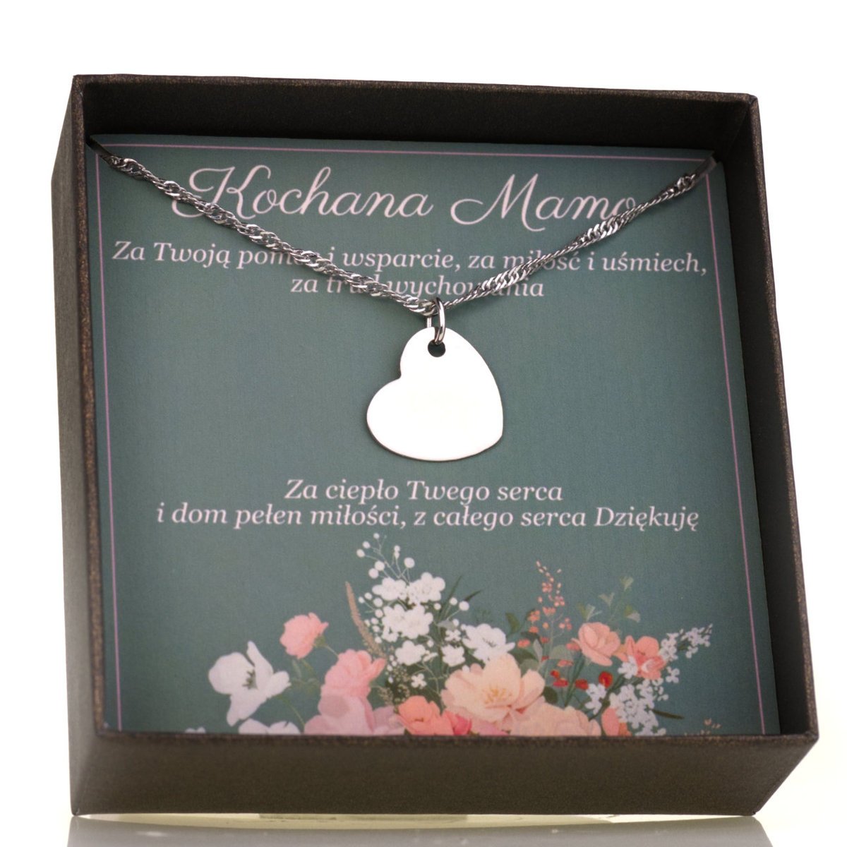 Naszyjnik Serce Dla Mamy Twój Grawer Prezent srebro 925 dedykacja