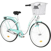Rowery - Rower miejski INDIANA Moena A3B 28 cali damski Biało-lazurowy + Koszyk na rower VÖGEL VKS-102WH Stalowy - miniaturka - grafika 1