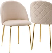 Krzesła - Krzesło aksamitne FARGO GOLD Velvet Beżowe - miniaturka - grafika 1