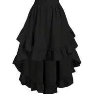 Spódnice - TEMU Damska szara spódnica midi z falbankami, w stylu vintage, jednokolorowa, z warstwowymi spódnicami, elegancki akcesorium do mody na wiosnę/leto, - miniaturka - grafika 1