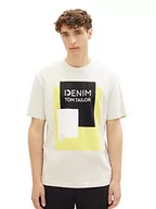 Koszulki męskie - T-shirt męski TOM TAILOR Denim o luźnym kroju z bawełnianym nadrukiem, 32244-mglisty świt, M - miniaturka - grafika 1