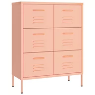 Szafki do salonu - shumee Szafka z szufladami różowa 80x35x101,5 cm stalowa - miniaturka - grafika 1
