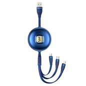 Kable USB - USAMS Kabel U69 3w1 1m niebieski/blue (lightning/microUSB/USB-C) SJ508USB02 (US-SJ508) - miniaturka - grafika 1