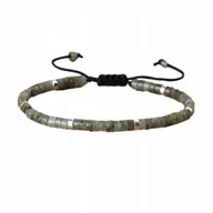 Bransoletki - Bransoletka Damska Koraliki Kamień Natural Księżycowy 2 x 4 mm Regulowany - miniaturka - grafika 1