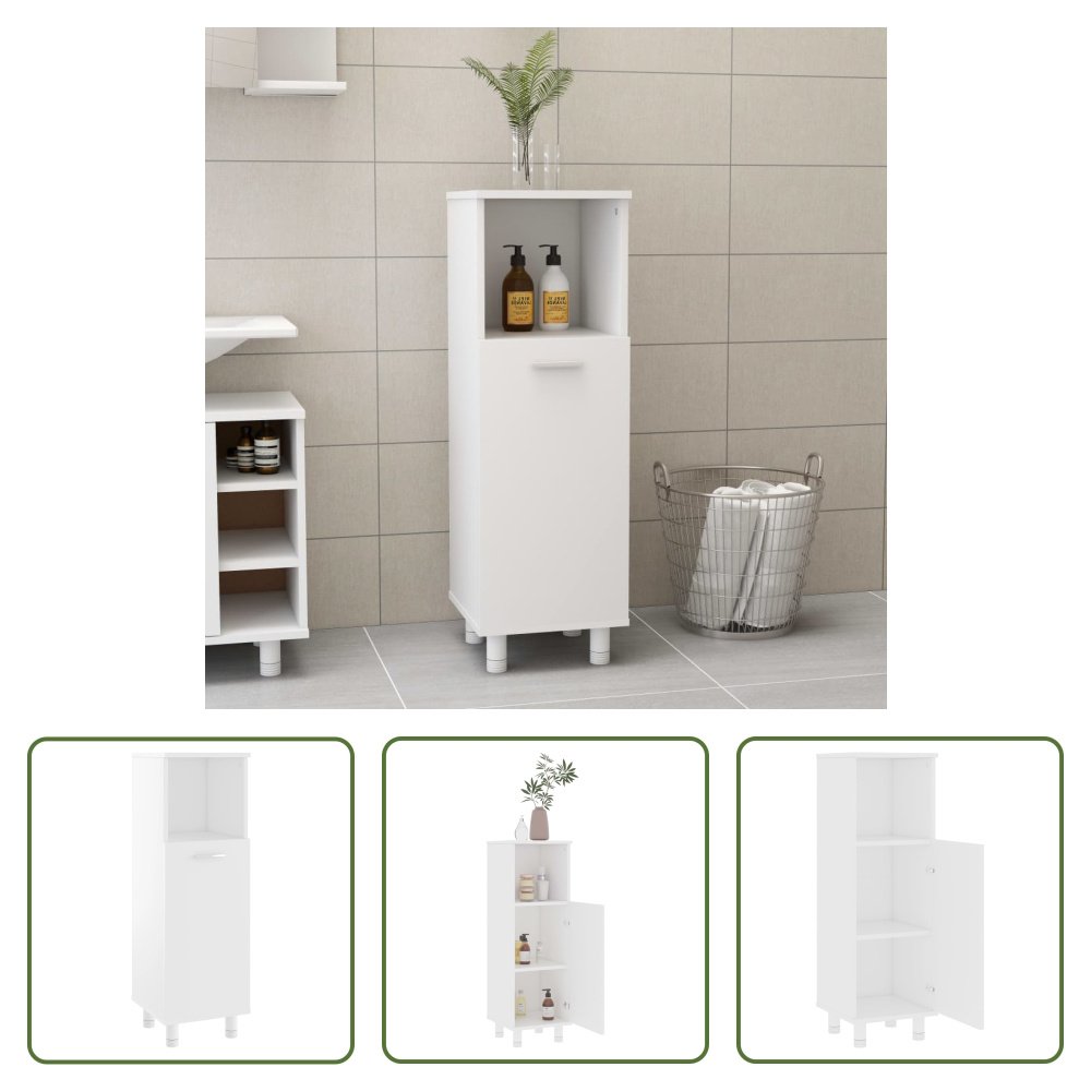 The Living Store Szafka łazienkowa biała 30x30x95 cm Materiał drewnopochodny