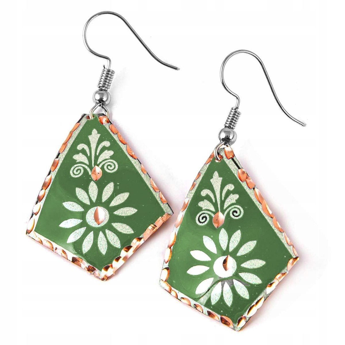 Kolczyki Wiszące Ręcznie Robione Trapezowe Miedziane Biżuteria Dla Kobiety