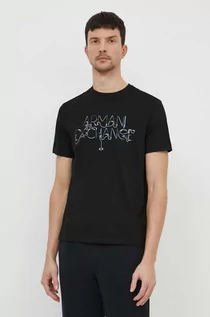 Koszulki męskie - Armani Exchange t-shirt bawełniany męski kolor czarny z nadrukiem - grafika 1