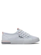 Buty dla dziewczynek - Pepe Jeans Tenisówki Brady Basic G PGS30604 Biały - miniaturka - grafika 1