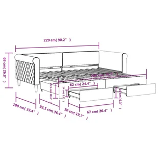 Sofa rozsuwana z szufladami, ciemnozielona, 90x200 cm, aksamit  Lumarko! - Łóżka Sofa rozsuwana z szufladami, ciemnozielona, 90x200 cm, aksamit  Lumarko! - Łóżka - miniaturka - grafika 5