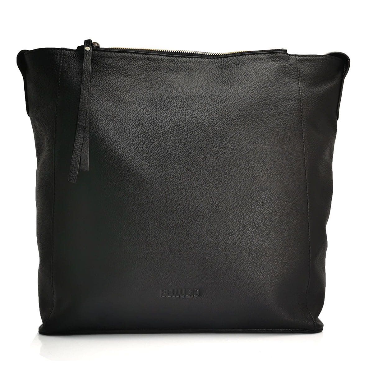 Torba shopper tote bag ze skóry naturalnej czarna
