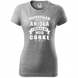Damska Koszulka na Dzień Mamy Prosiłam Boga o cud i zesłał mi moją córkę ciemnoszary melanż M - Koszulki i topy damskie Damska Koszulka na Dzień Mamy Prosiłam Boga o cud i zesłał mi moją córkę ciemnoszary melanż M - Koszulki i topy damskie - miniaturka - grafika 1