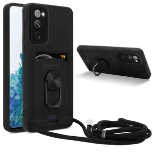 Łańcuszek na telefon Cadorabo z funkcją podstawki dla Samsung Galaxy S20 FE w kolorze CZARNYM - silikonowe etui ochronne z regulowanym paskiem na sznurek - Etui i futerały do telefonów - miniaturka - grafika 1