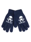 Rękawiczki dla dzieci - Rękawiczki Chłopięce Pięciopalczaste Dwuwarstwowe Granatowe Aliens Exist 18 Cm - miniaturka - grafika 1