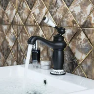 Baterie umywalkowe - Bateria umywalkowa retro ADEONA czarna - miniaturka - grafika 1