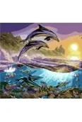 Malowanie po numerach - malowanie po numerach 40x50cm delfiny skaczące przy wydmach 1008902 - miniaturka - grafika 1