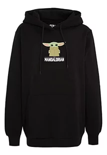 Star Wars The Mandalorian Baby Yoda czarna damska bluza z kapturem firmy Recovered, Multicolour, L - Bluzy damskie - miniaturka - grafika 1