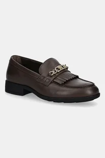 Tommy Hilfiger mokasyny skórzane TH CHAIN FRINGE LEATHER LOAFER damskie kolor brązowy na płaskim obcasie FW0FW08971 - Mokasyny damskie - miniaturka - grafika 1
