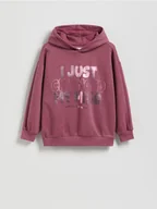 Bluzy dla dziewczynek - Reserved - Bluza z metalicznym nadrukiem - jasnofioletowy - miniaturka - grafika 1