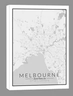 Obrazy i zdjęcia na płótnie - Melbourne mapa czarno biała - obraz na płótnie Wymiar do wyboru: 30x40 cm - miniaturka - grafika 1