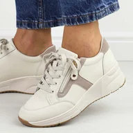 Półbuty damskie - Beżowe skórzane półbuty damskie Vinceza 87991 - miniaturka - grafika 1