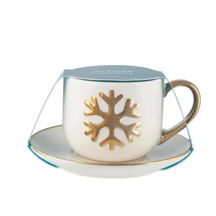 Lumarko Filiżanka Ze Spodkiem Nbc 220 ML Ze Złotą Wypukłą oracją Śnieżynka W Opasce - Filiżanki - miniaturka - grafika 1