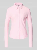 Koszule damskie - Bluzka koszulowa o kroju slim fit z mieszanki bawełny - miniaturka - grafika 1