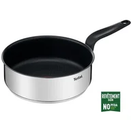 Patelnie - TEFAL E3093204 PODSTAWOWA patelnia ze stali nierdzewnej z powłoką nieprzywierającą 24 cm + pokrywka, kompatybilna z indukcją - miniaturka - grafika 1