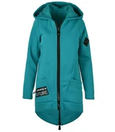 Bluzy damskie - Długa bluza damska z kapturem parka gruba ciepła-L - miniaturka - grafika 1