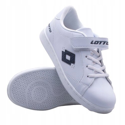 LOTTO BIAŁE SPORTOWE BUTY DZIECIĘCE Z LOGO I RZEPEM 32 1J3B