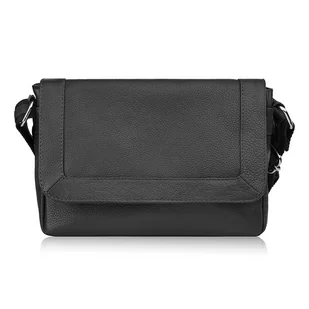 Torebka damska mała listonoszka skórzana na ramię CZARNA E-35-BL - Torebki damskie - miniaturka - grafika 1