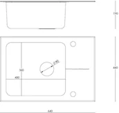 Zlewozmywaki - Steiner HUGH 116 komora stalowa z czarnym blatem szklanym z syfonem i zaślepką 640x440/R35 - miniaturka - grafika 1