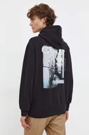 Bluzy męskie - G-Star Raw bluza bawełniana męska kolor czarny z kapturem z nadrukiem - miniaturka - grafika 1