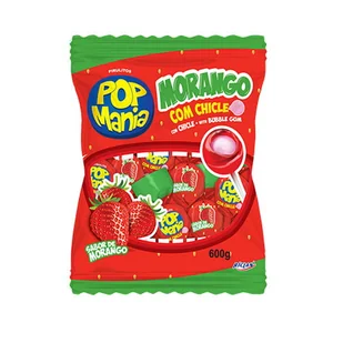 POP MANIA MORANGO LIZAK Z GUMĄ BALONOWĄ (12G) 50SZT - Gumy do żucia, lizaki, dropsy - miniaturka - grafika 1