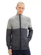 Kurtki męskie - TOM TAILOR Męska kurtka z dzianiny z bawełny z zamkiem błyskawicznym, 32794-beżowy Multi Structure Design, 3XL - miniaturka - grafika 1