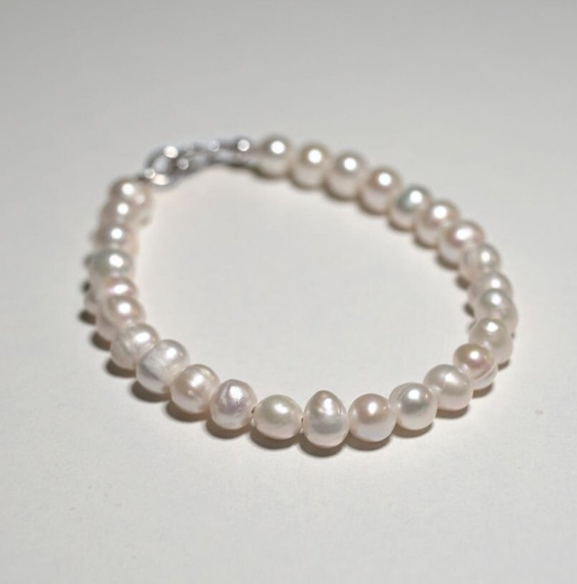 Bransoletka Perły Naturalne 6mm Srebrna - Crystals Break