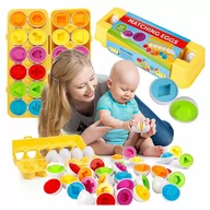 Sortery dla dzieci - Układanka Edukacyjna Sorter Jajka Puzzle Montessori Zabawka Dla Malucha - miniaturka - grafika 1