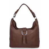 Torebki damskie - Klasyczna Torebka Damska Na Ramię firmy Herisson 16B376 Ciemno Beżowa - miniaturka - grafika 1