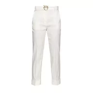 Spodnie damskie - Pinko Plaza damskie spodnie lniane stretchowe, Z15_biały Nembo, 30 - miniaturka - grafika 1