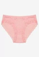 Majtki damskie - Różowe Bawełniane Majtki Figi z Koronką z Przodu Bivora - miniaturka - grafika 1